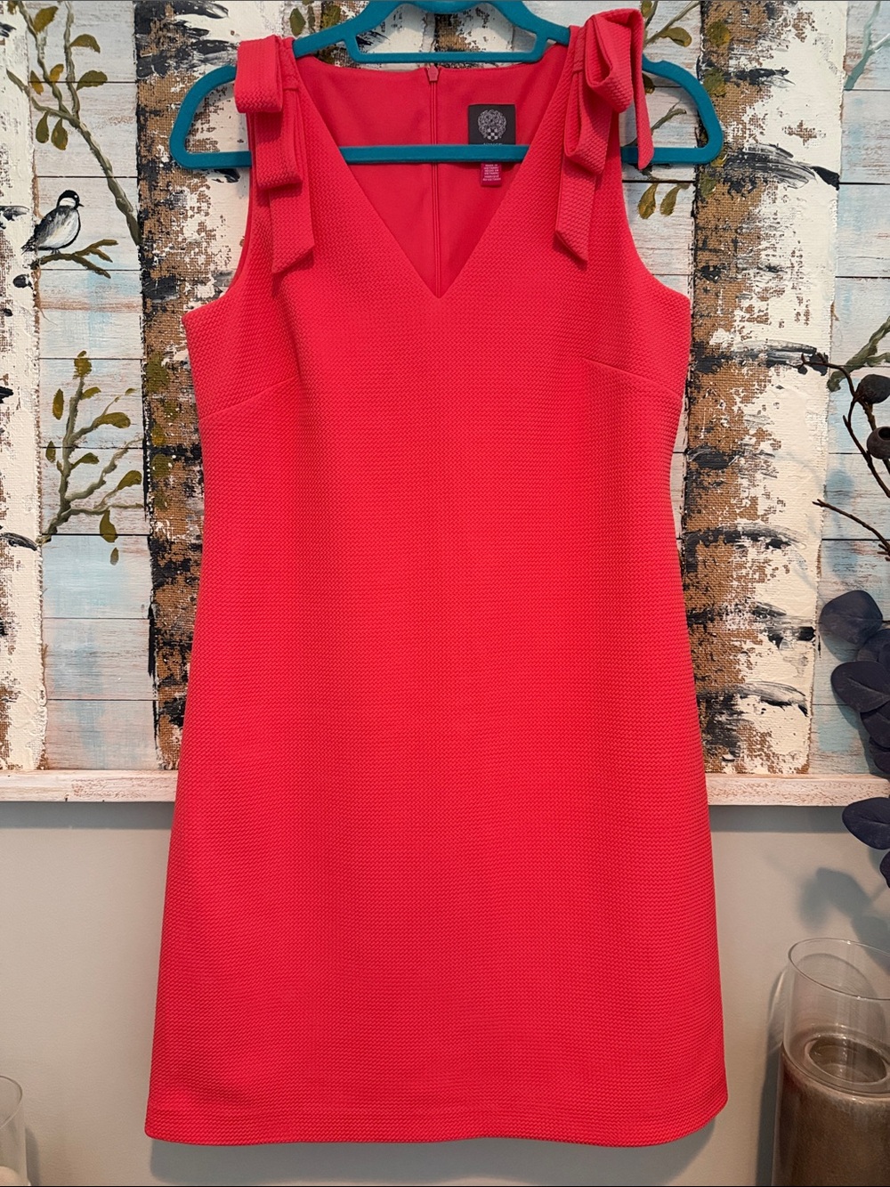 Vince Camuto Coral Tie-Shoulder V-Neck Midi Dress
